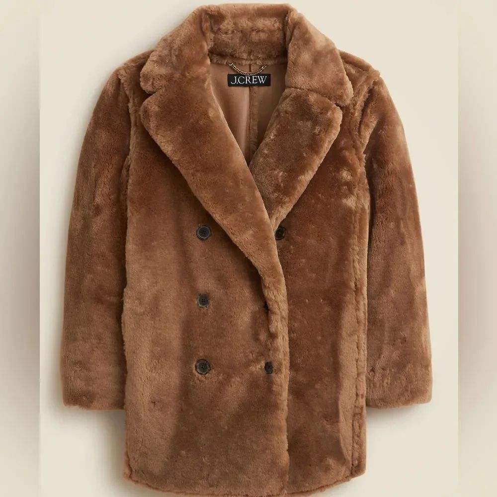 J. Crew Faux Fur Peacoat New With Tags